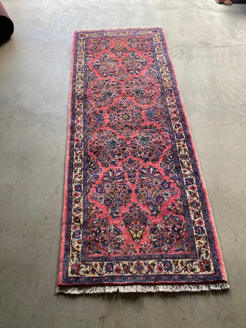 Pink Sarouk Runner 215x84cms