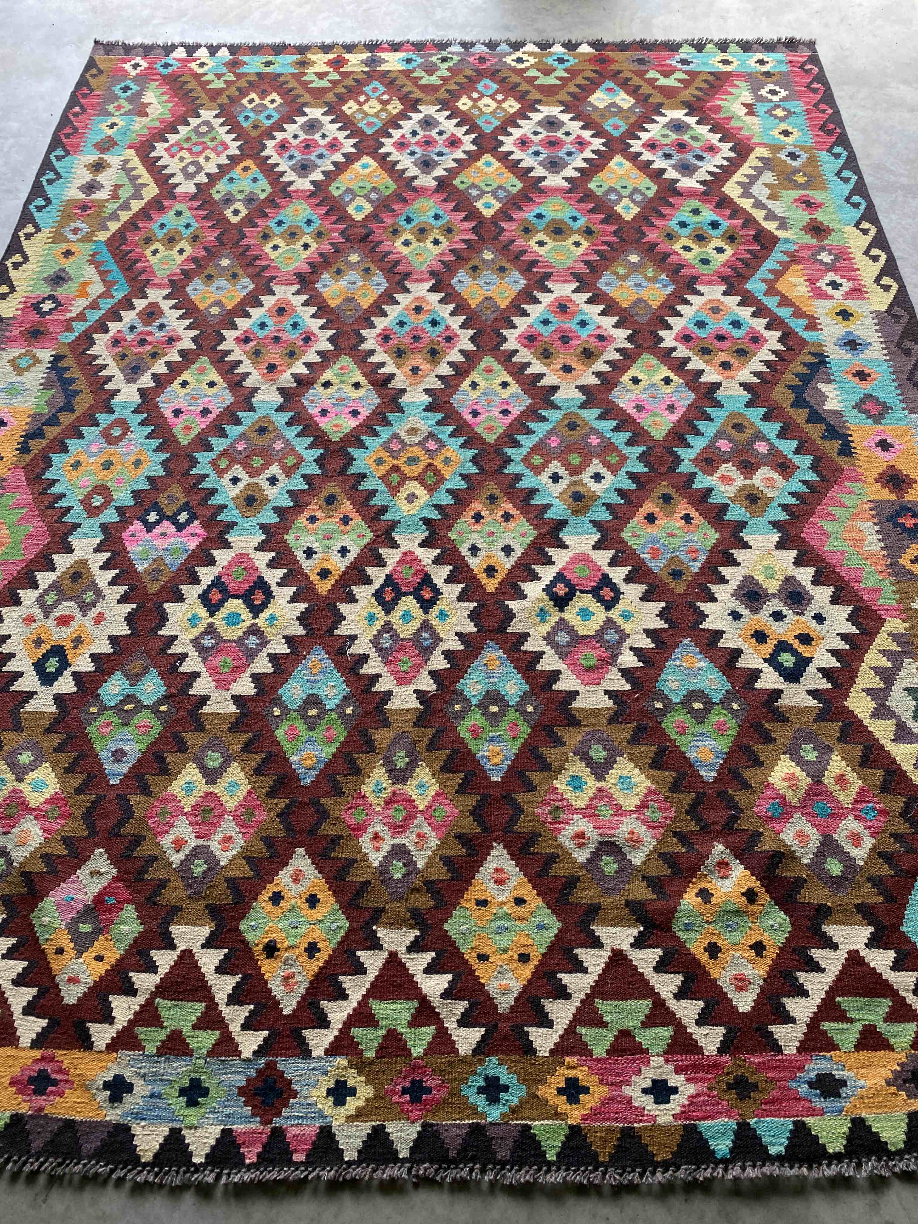 Turquoise Uzbek Afghan Kelim 288x214cms