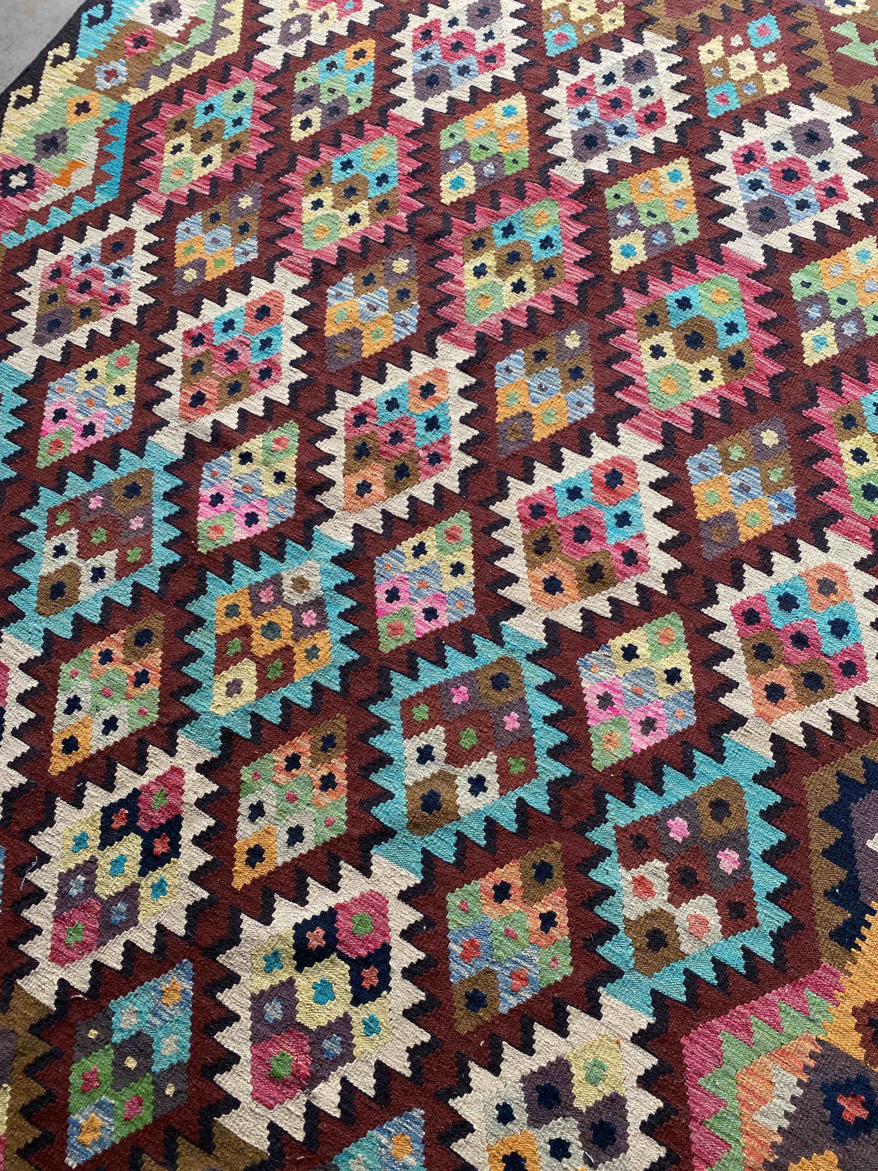 Turquoise Uzbek Afghan Kelim 288x214cms