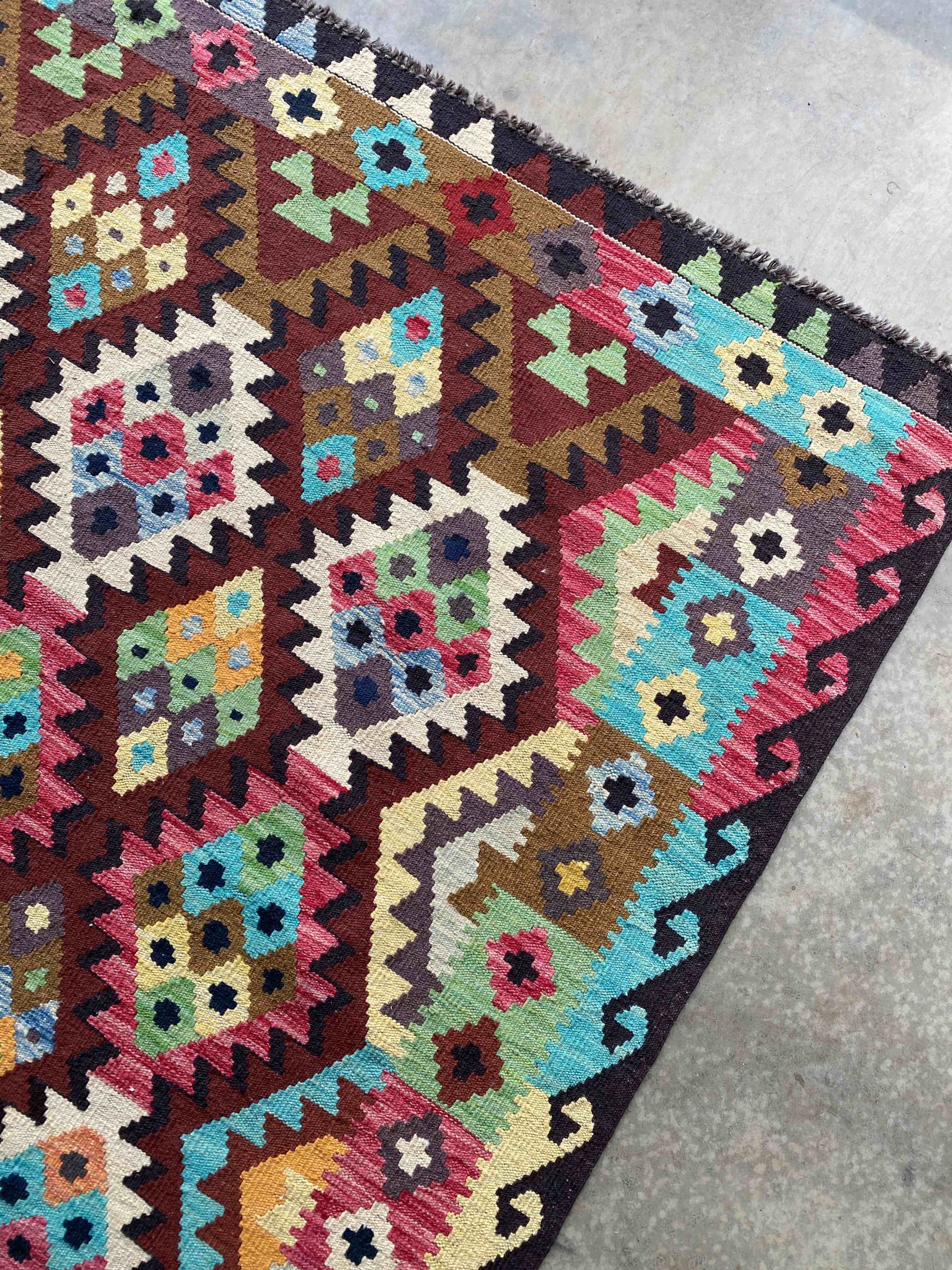 Turquoise Uzbek Afghan Kelim 288x214cms