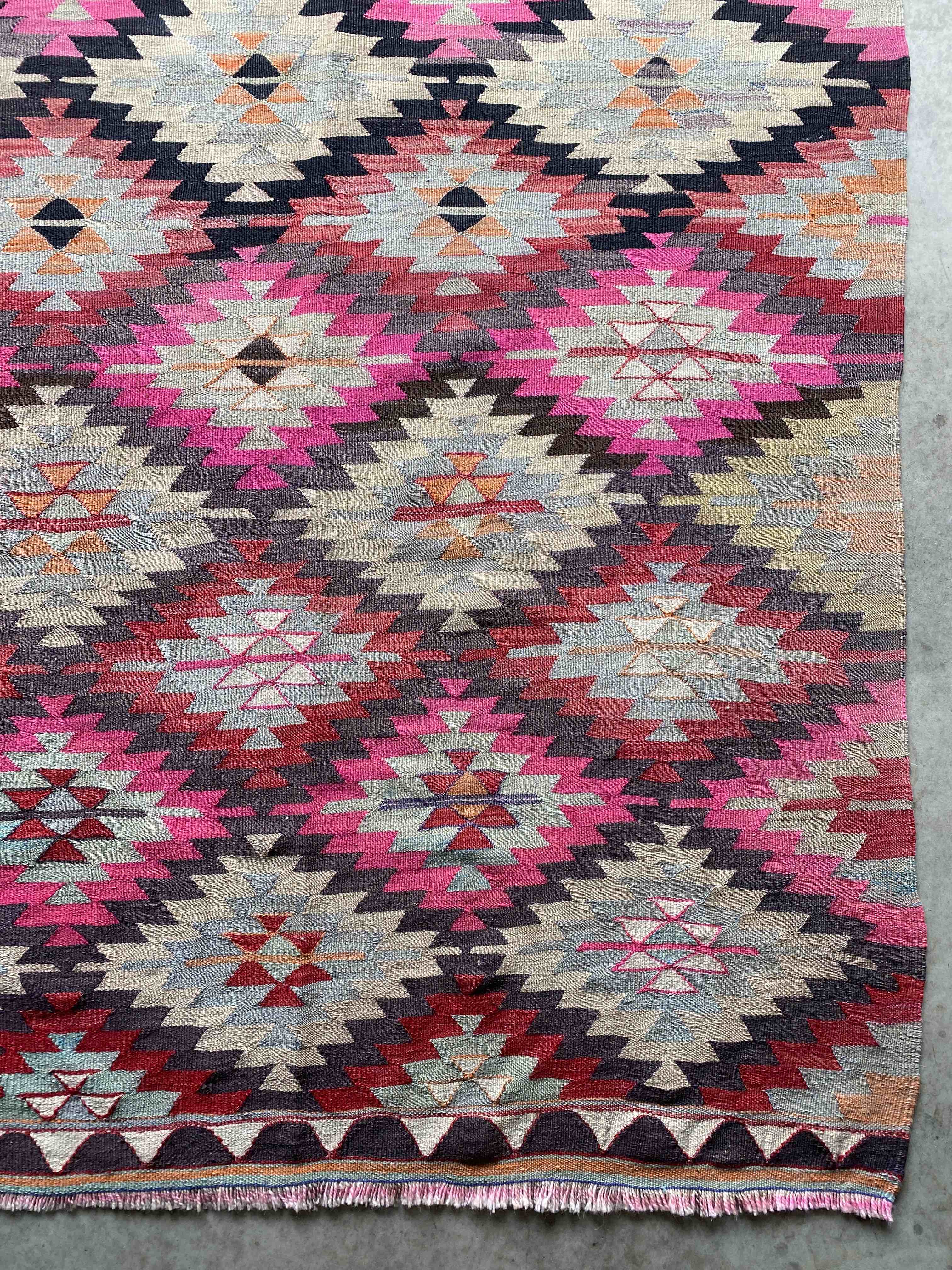 Vintage Turkish Village Flatweave Rug 270x165cms