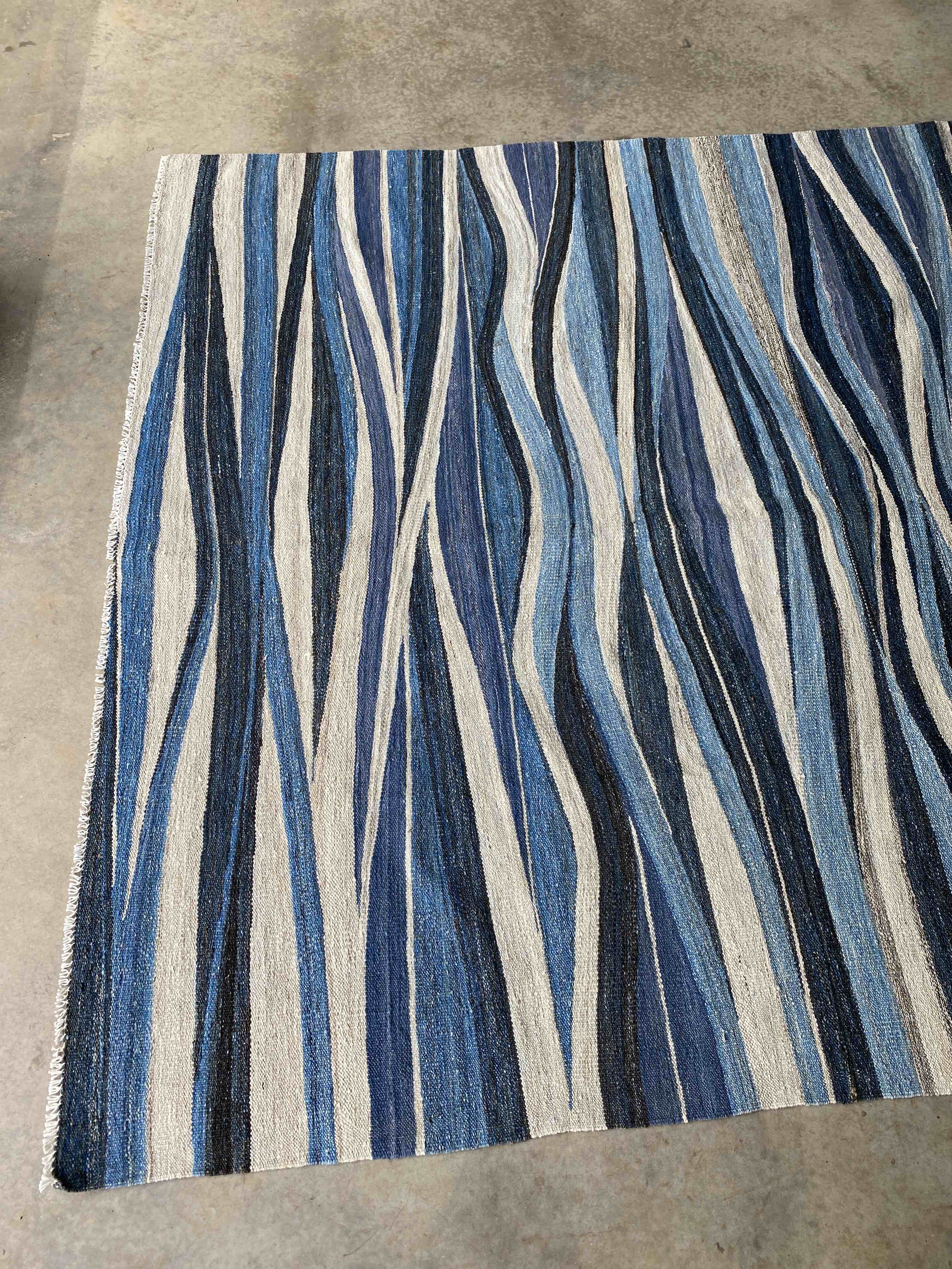 Blue Modern Afghan Kelim Rug 275x175cms