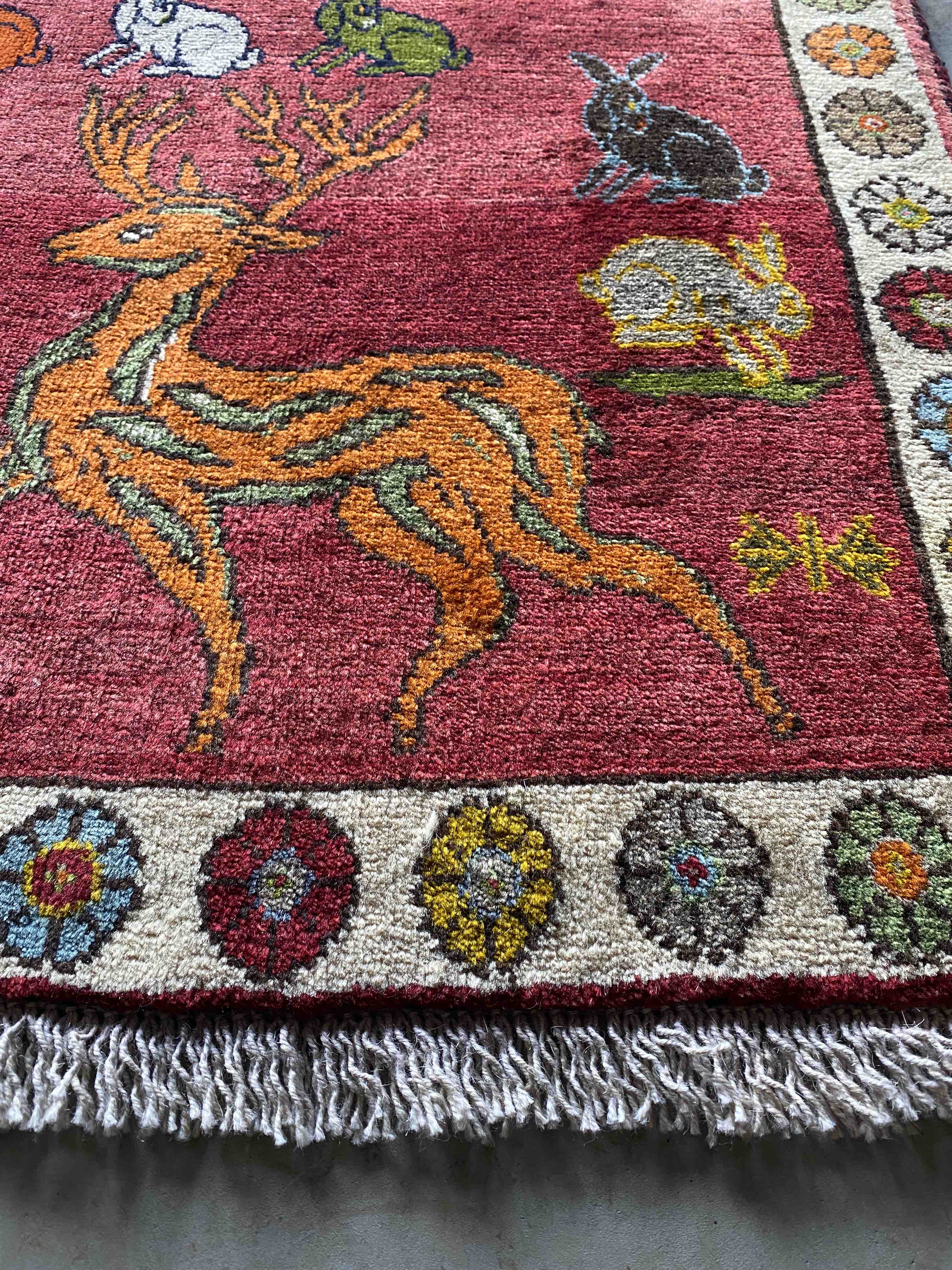 Persian Deer Gabbeh Rug 176 x 107cm