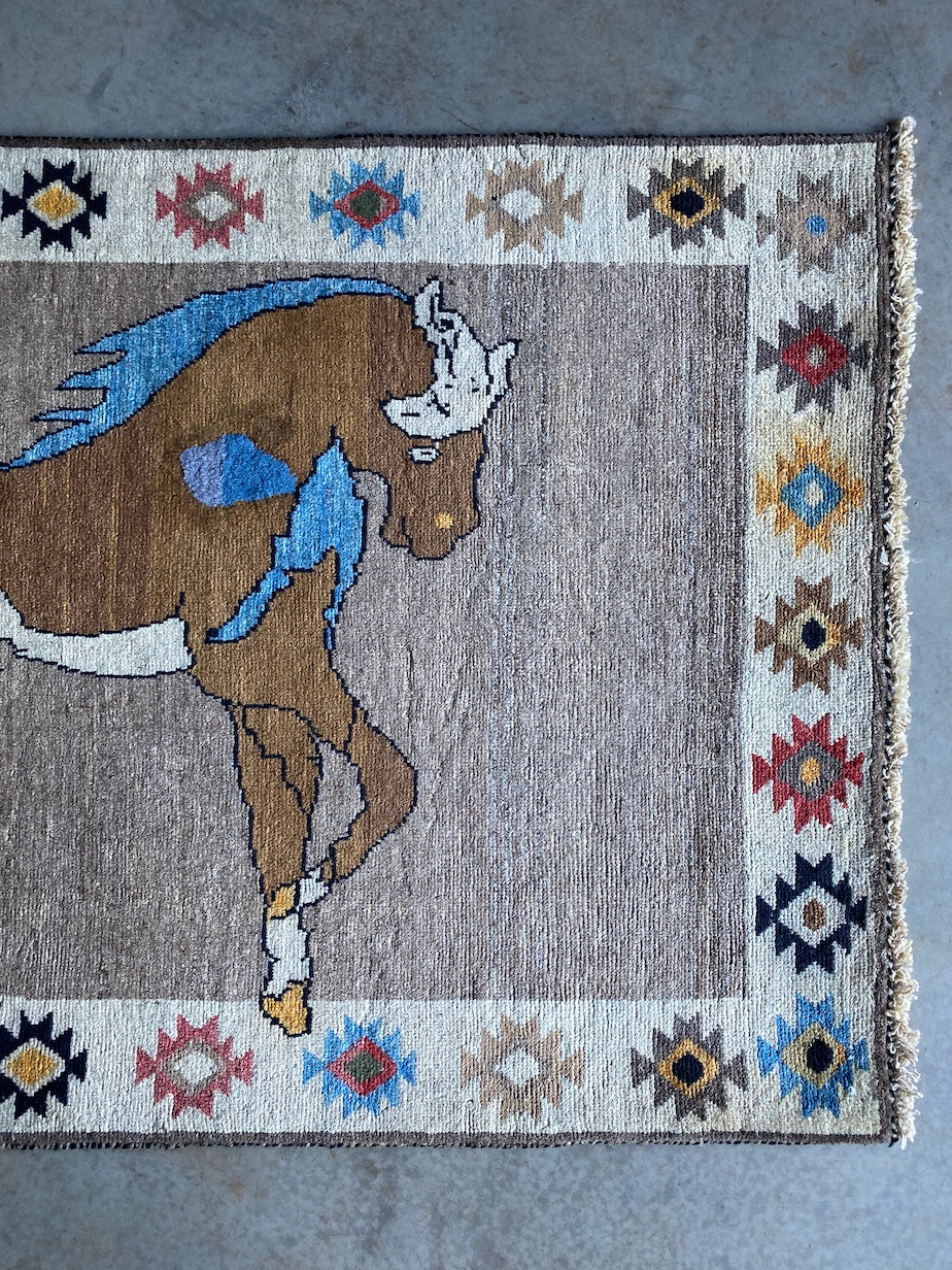 Horse Gabbeh Rug 185x117cms